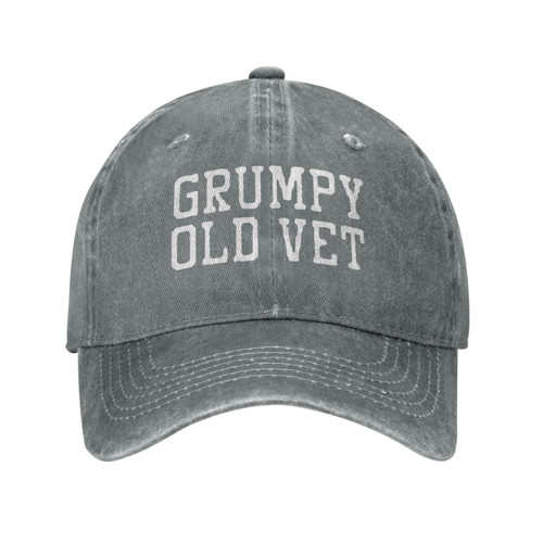 Grumpy Old Vet Hat Men Women Baseball Cap Adjustable Trucker Hat Cowboy Hat Gray