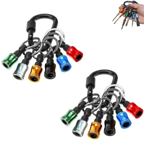 1/4 Hexagonal Screwdriver Head Bracket Hiking Buckle, 1/4 Hex Bit Holder, 1/4 Hex Quick Release Bit Holder, 1/4 Hex Quick Release Bit Holder Keychain, Hex Quick Release Drill Bit Holder (2Set)