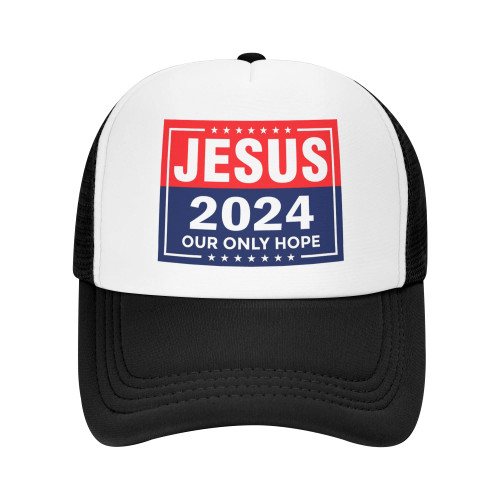 Jesus 2024 Our Only Hope Hat Christ Jesus Saves Trucker Hat Sports Baseball Cap Unisex Adjustable Size Black