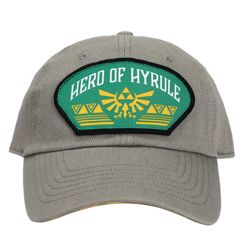 Nintendo Legend of Zelda Link Character Embroidered Symbol Grey Adjustable Hat