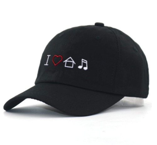 TorontoFinds Custom dad Hats I Love House Music Cotton Brim Embroidered Unisex Adjustable Baseball caps in Black