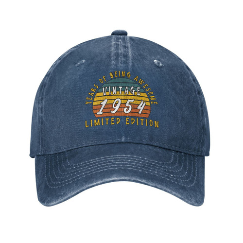 Vintage 1954 Birthday Unisex Baseball Cap Cotton Fits Men Women Washed Denim Adjustable Dad Hat