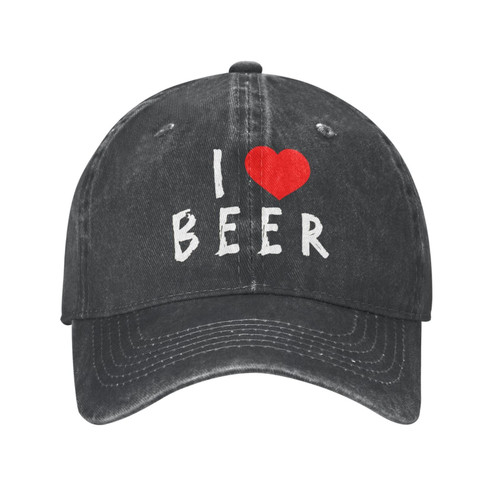 I Love Beer Hat Unisex Baseball Cap CottonFits Men Women Washed Denim Adjustable Dad Hat