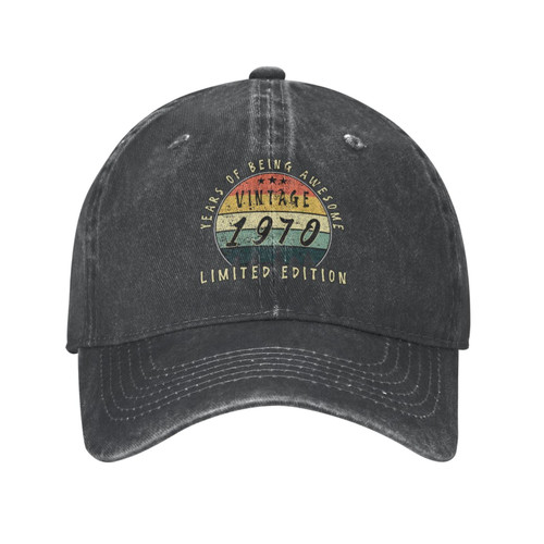Vintage 1970 Limited Edition 52th Birthday Hat Unisex Baseball Cap CottonFits Men Women Washed Denim Adjustable Dad Hat