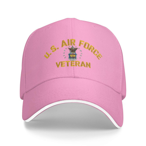 U.S. AIR Force Veteran Unisex Classic Baseball Cap Sandwich Cap Plain Dad Cap Adjustable Casquette Hat Pink