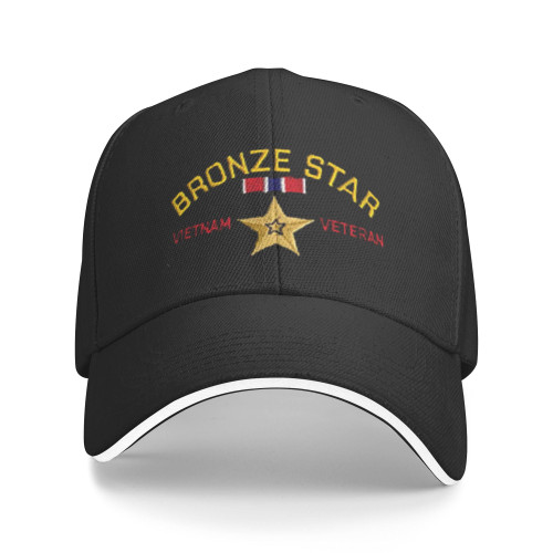 Bronze Star Vietnam Veteran Unisex Classic Baseball Cap Sandwich Cap Plain Dad Cap Adjustable Casquette Hat