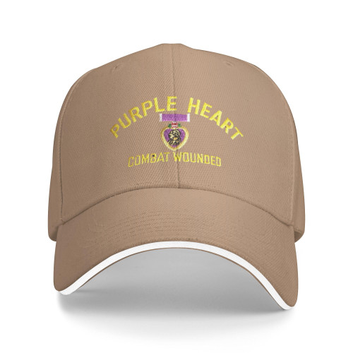 Purple Heart Combat Wounded Unisex Classic Baseball Cap Sandwich Cap Plain Dad Cap Adjustable Casquette Hat