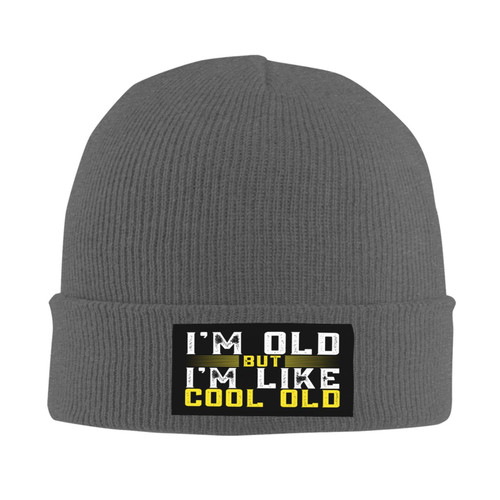 gymini I'm Old But I'm Like Cool Old Knit Hat Men Women Warm Knitted Brimless Winter Beanie Hat Deep Heather