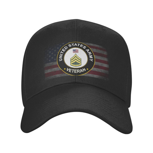 Qauirfe US Army Staff Sergeant Veteran Hat Unisex Dad Truck Casual Hat Baseball Cap