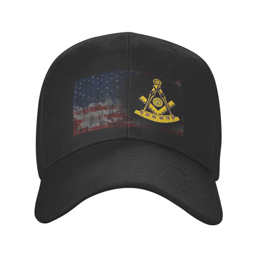 Qauirfe Freemason Past Master Hat Unisex Dad Truck Casual Hat Baseball Cap Black