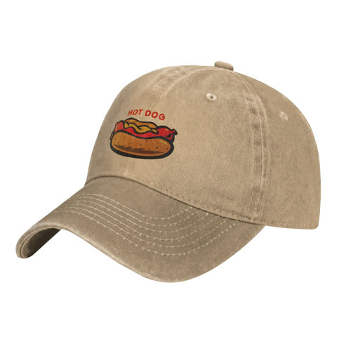 Hot Dog Adult Vintage Washed Cowboy Hat,Unisex Adjustable Baseball Cap