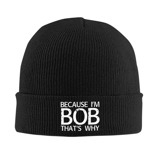 Daiwofei Because I'm Bob That's Why Beanie Cuffed Hats for Men Women Winter Warm Knit Cap Gift Navy Blue