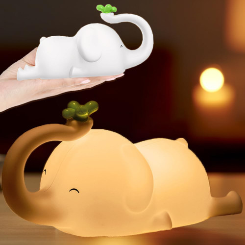 LED Cute Elephant Night Light, Cute Elephant Lamp with Timer Silicone Nursery Night Light for Kids Room Dimmable Portable Table Lamp Rechargeable Touch Bedside Lamp, Christmas Birthday Gifts for Kids