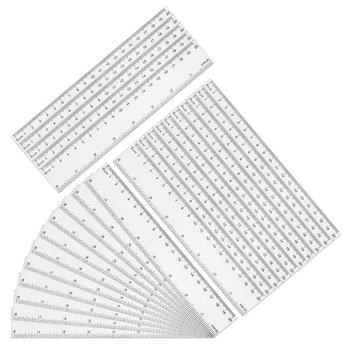 LEXININ 100 Pack 8 Inch Clear Plastic Ruler, 20cm Plastic Straight Ruler for Designer, Engineer