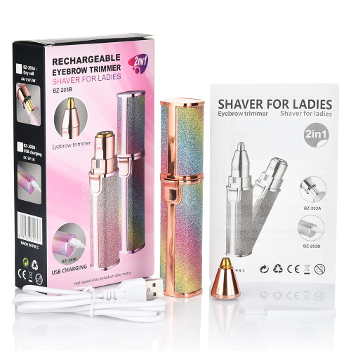 Facial Hair Removal for Women Man Electric Eyebrow Shaver Trimmer Eye Brow Hair Remover? Electric Razor and Painless Hair Remover 2 in 1 Rechargeable Built-in LED Light for Face Lips Nose Body Facial Hair Removal for Women Man Electric Eyebrow Shaver Trimmer Eye Brow Hair Remover? Electric Razor and Painless Hair Remover 2 in 1 Rechargeable Built-in LED Light for Face Lips Nose Body