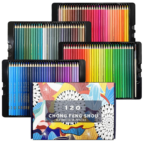 LBW 120 Colored Pencils Professional Watercolor Pencils Set with Pencil Sharpener for Adults Kids Beginners Coloring, Blending and Layering