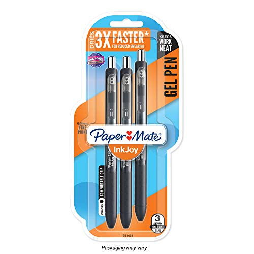 Paper Mate InkJoy Gel Pens, Fine Point, Black, 3 Count