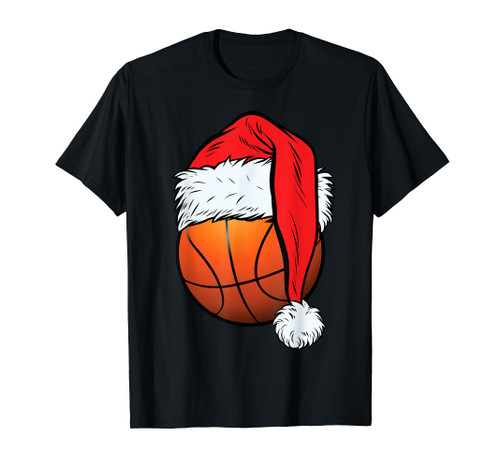 Basketball Christmas Ball Santa Hat Xmas Boys Men Sport T-Shirt Basketball Christmas Ball Santa Hat Xmas Boys Men Sport T-Shirt
