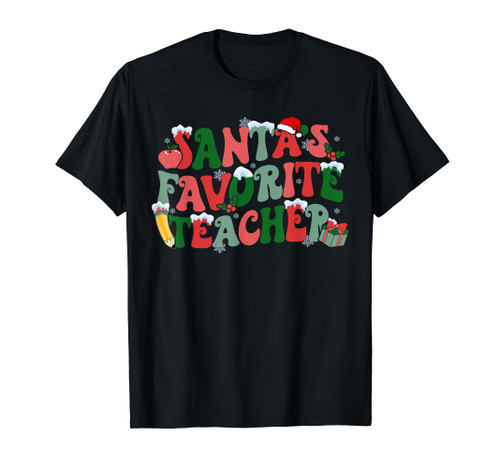 Groovy Santa's Favorite Teacher For Christmas Teacher T-Shirt Groovy Santa's Favorite Teacher For Christmas Teacher T-Shirt
