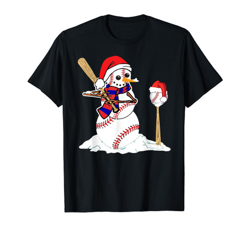 Baseball Christmas Snowman Playing Baseball T-Shirt Baseball Christmas Snowman Playing Baseball T-Shirt