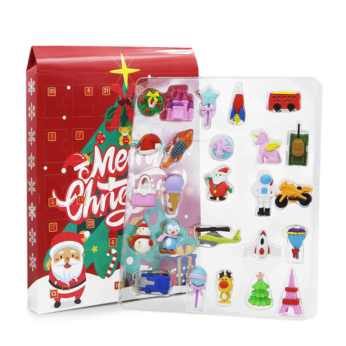 2023 Advent Calendar Christmas 24 Days Countdown Advent Calendar with Cute Puzzle Erasers, Xmas Holiday Countdown Advent Calendars for Boys, Girls, Kids, Christmas Party Favor Gifts