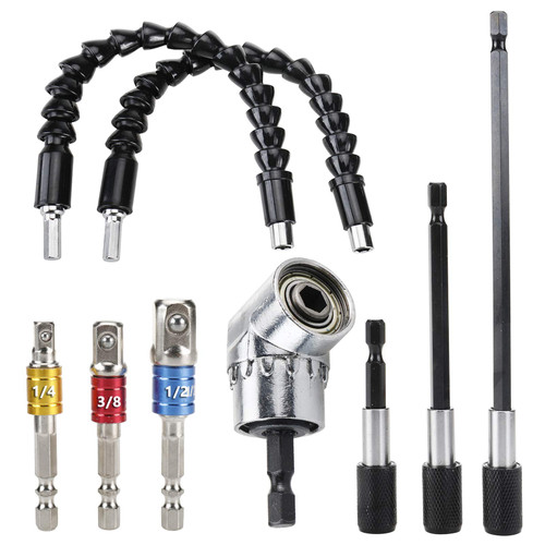 HighFree Extension Bar Hex Shank Socket Adapter Drill Bit, Flexible Drill Bit Extension, Impact Socket Square Nut Driver Bit, Screwdriver Bit Holder and 1/4 Hex Angle Drill Attachment