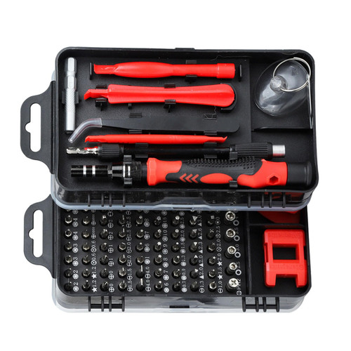 Jadeshay Carbon Steel Screwdriver Set 115pc, Precision Electronic Disassembly & Repair Tool Kit for Watches, Mobile Phones & More(Red)