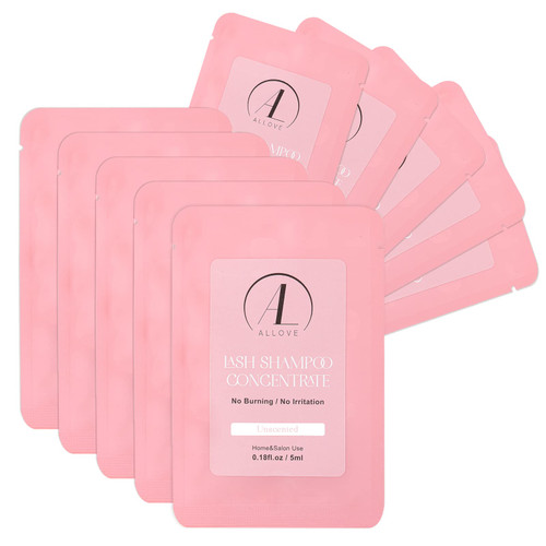 ALLOVE Lash Shampoo Concentrate 5ml*10 Lash Shampoo for Lash Extensions Sensitive and Non-irritation Lash Extension Cleanser Concentrate Lash Shampoo Salon & Home Use - Unscented