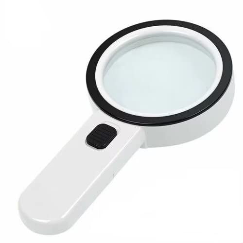 Magnifying Glass with Light, Optical Magnifier, 30X Handheld Large Magnifying Glass 12 LED Illuminated Lighted Magnifier for Low Vision Seniors Reading