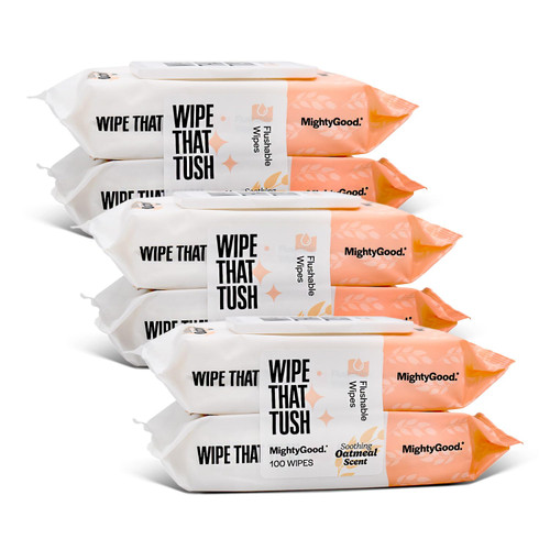 MightyGood. Wipe That Tush Flushable Wipes - Soothing Oatmeal Scent - Hypoallergenic Wipes with Aloe - Flushable Tested & Septic-Safe (300) MightyGood. Wipe That Tush Flushable Wipes - Soothing Oatmeal Scent - Hypoallergenic Wipes with Aloe - Flushable Tested & Septic-Safe (300)
