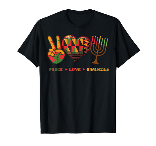 Peace Love Kwanzaa African American Heritage Happy Kwanzaa T-Shirt