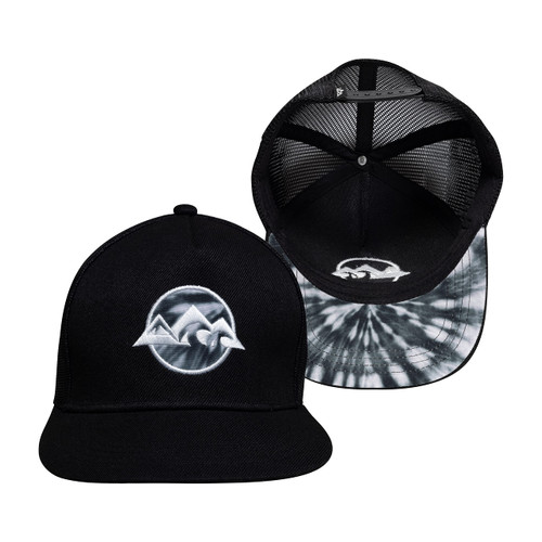 Redding Co Trucker Hat Snapback Mesh Back Baseball Cap (Black/Tie-Dye, Flat Brim)