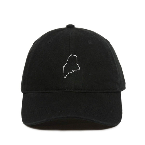 Tech Design Maine Map Outline Dad Baseball Cap Embroidered Cotton Adjustable Dad Hat Black