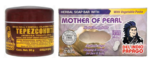 Del Indio Papago Mother of Pearl Soap (125g) + Tepezcohuite Night Cream (2oz) Del Indio Papago Mother of Pearl Soap (125g) + Tepezcohuite Night Cream (2oz)