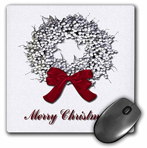 3dRose LLC 8 x 8 x 0.25 Inches Mouse Pad, Merry Christmas Twig Wreath with White Berries (mp_37025_1) 3dRose LLC 8 x 8 x 0.25 Inches Mouse Pad, Merry Christmas Twig Wreath with White Berries (mp_37025_1)