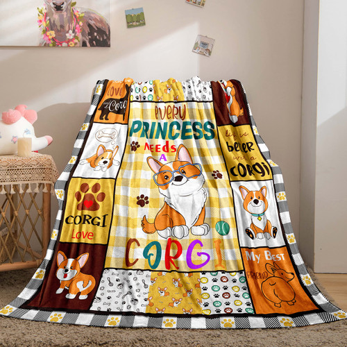 Corgi Blanket Gift for Corgi Lover,Cute Corgi Throw Blanket,Cute Corgi Dog Soft Throw Blanket for Girls Boys,Ultra Cozy Plush Cute Blanket,50x60 Inch Throw Blanket for Bed Couch Sofa