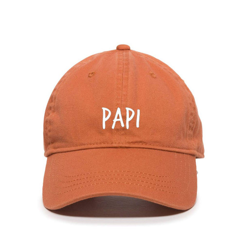Papi Daddy Baseball Cap Embroidered Cotton Adjustable Dad Hat Orange