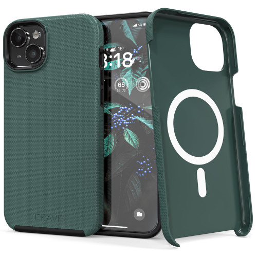 Crave Dual Guard for iPhone 15 Plus Case, Compatible with MagSafe Shockproof Protection Dual Layer Case for Apple iPhone 15 Plus (6.7") - Forest Green