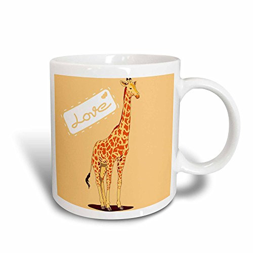 3dRose mug_54418_3"Orange Giraffe - Love - Cute Animals - Fun Art" Magic Transforming Mug, 11 oz, Multicolor