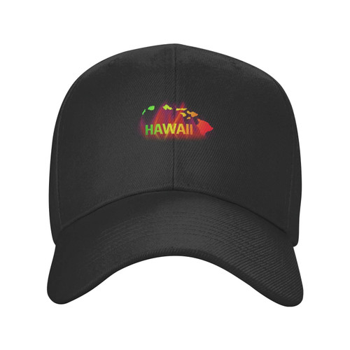 Classic Low Profile Baseball Cap Hawaiian-Island-Love Unisex Golf Dad Trucker Hat Black