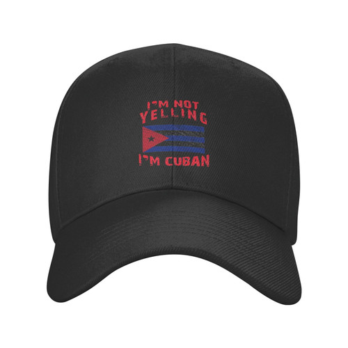 Classic Low Profile Baseball Cap I'm-Not-Yelling-I'm-Cuban Unisex Golf Dad Trucker Hat Black
