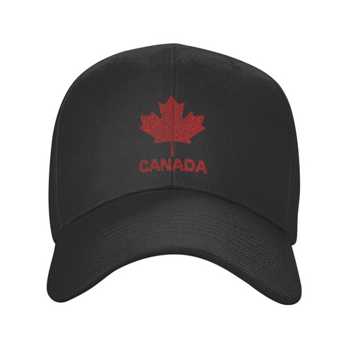 Classic Low Profile Baseball Cap Canadian-Flag-Canada Unisex Golf Dad Trucker Hat Black