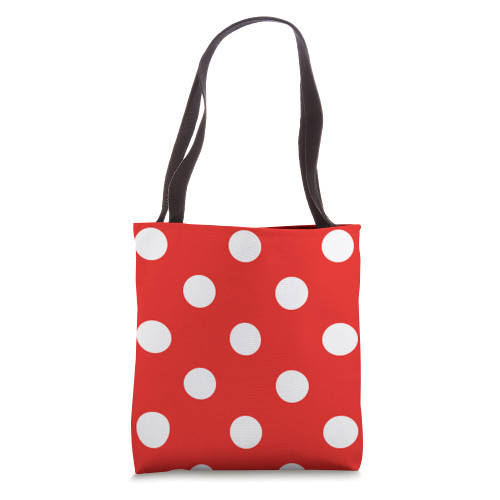 Large Polka Dot Pattern in White on Red AEV478 Tote Bag