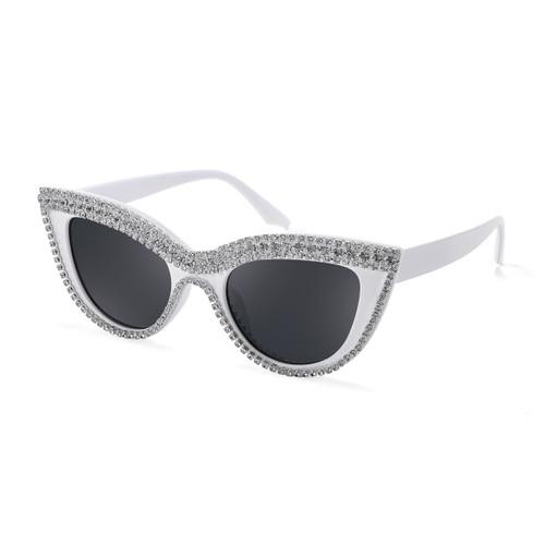 FEISEDY Women Oversized Diamond Sunglasses Fashion Cat Eye Rhinestone Sunglasses Jeweled Frame Costume Party B2360