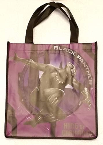 Black Panther Design Tote Bag on Deep Purple Reusable 13 Inches by 13 Inches Grocery Shopping Bags Birthday Gift Kids