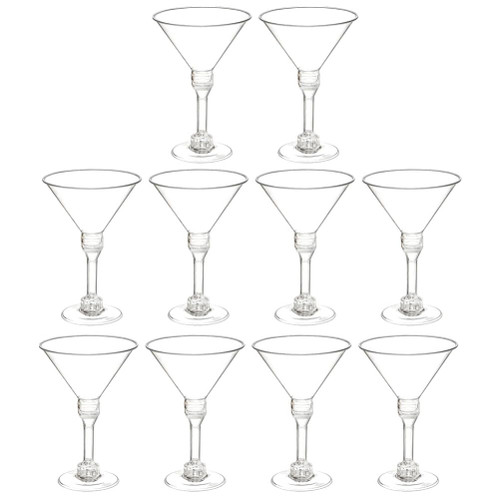 Wedding Disposable Cups Plastic Martini Glasses, Set of 10 Plastic Cocktail Glasses, Wine Cup for Poolside, Outdoors, Camping, and More Disposable Wine Glass