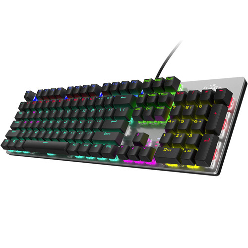 TEWELL Mechanical Gaming Keyboard with Quick-Response Blue Switches, Fantastic LED Rainbow Backlit Wired Keyboard, Full Anti-Ghosting Keys, Multimedia Control for PC and Desktop Computer