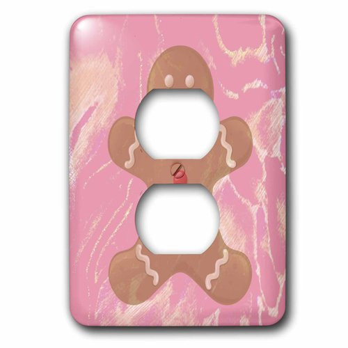 3dRose LSP_42705_6 Abstract Pink Gingerbread Man Cookie Outlet Cover