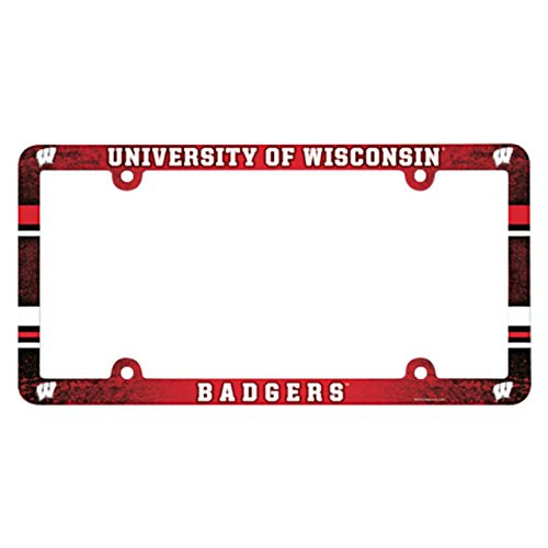 NCAA Wisconsin Badgers Full Color License Plate Frame, Team Color, One Size
