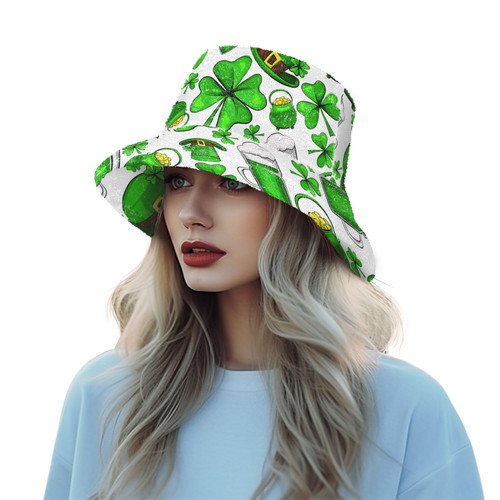 KOPIRIT St. Patrick's Day Bucket Hat for Women Furry Bucket Hats Winter Hat Cozy Wide Fisherman Cap for Christmas Birthday for Girlfriend